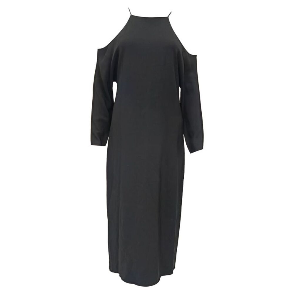 The Row Cutout Shoulder Midi Dress in Black Viscose